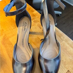 Clarks Women's Silver Ankle Strap Heels
